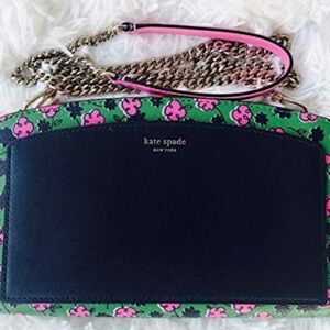 NWOT Kate Spade Green and Pink Crossbody Bag with Floral Design